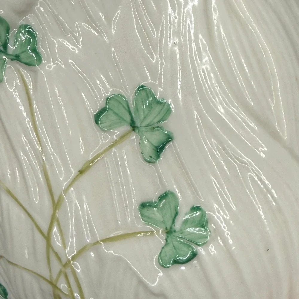Belleek Irish Porcelain Shamrock Pillar Candle Holder